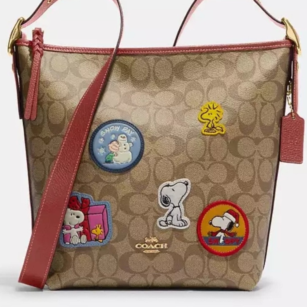 X Peanuts Val Duffle In Signature  With Patches rare